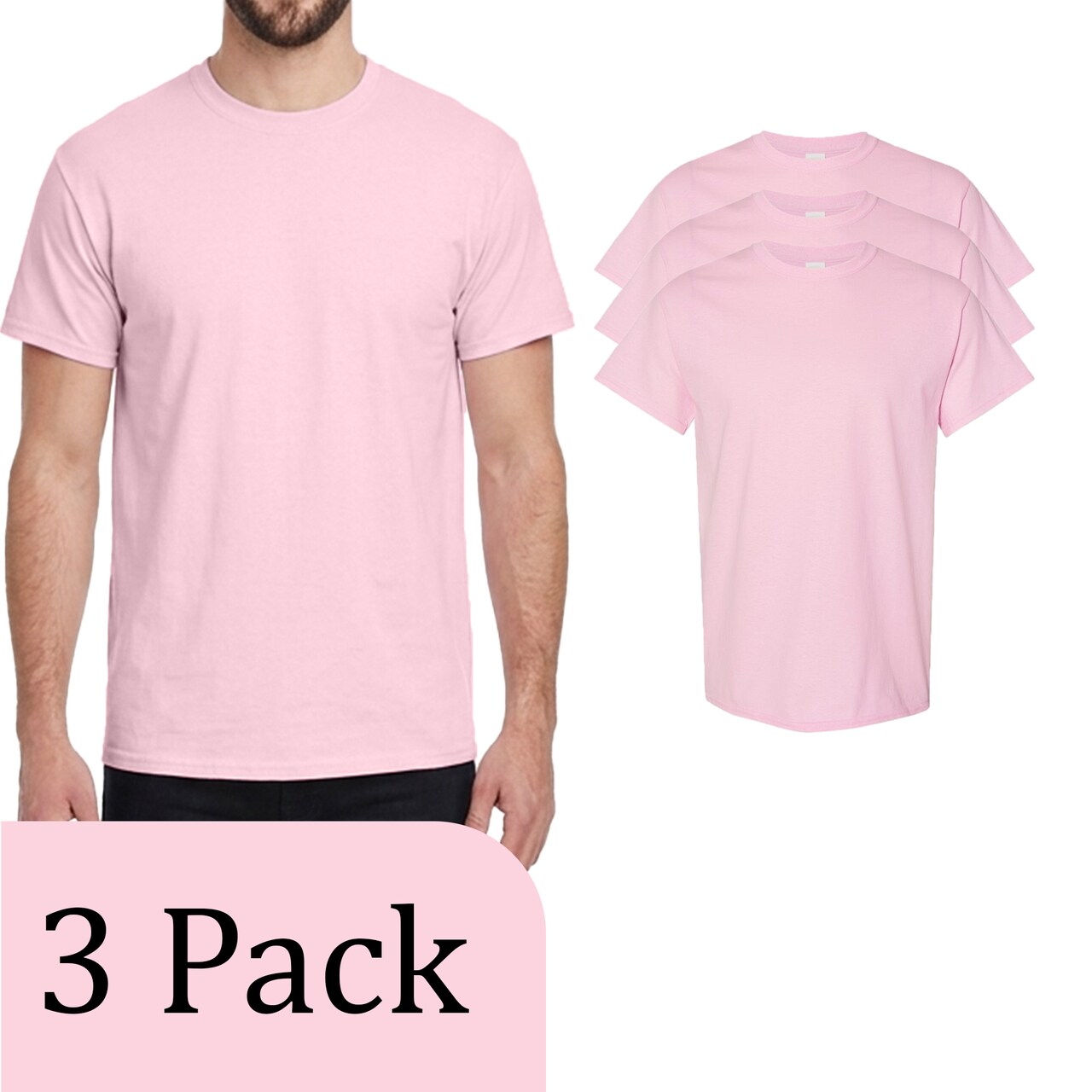 Gildan Vinyl & Fabric T-Shirt - Gildan, Heavy Cotton Short Sleeve Light Pink Tee